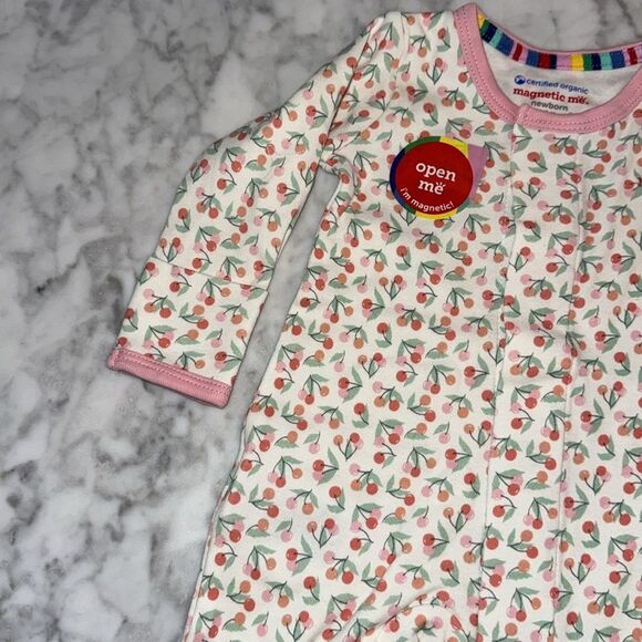 NWT Magnetic Me White & Pink Cherry Footie - Picture 3 of 6